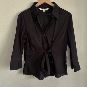 Trina Turk black cotton shirt with tie